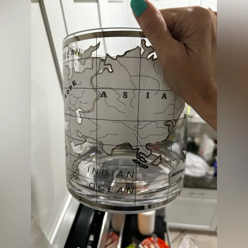 Z Gallerie Silver Map Cocktail Shaker, ice bucket and 4 glass set - discontinued